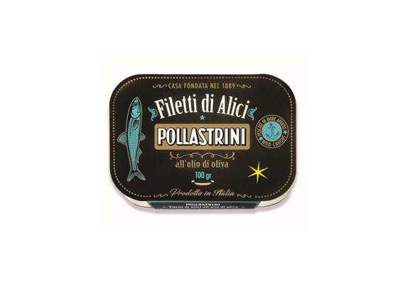 Filetti di alici all'olio di oliva piccanti, 100 gr, Pollastrini