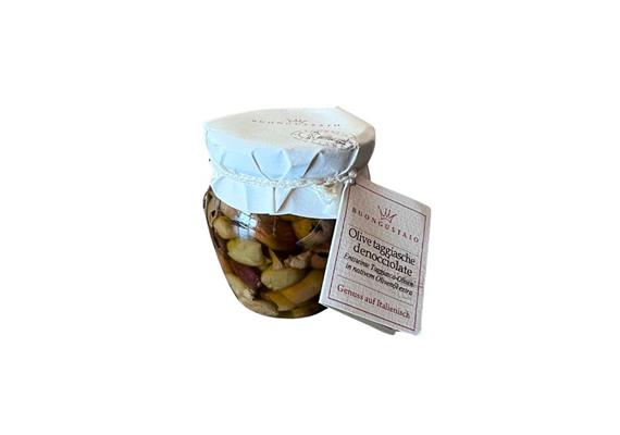 Olive taggiasche denocciolate in olio EVO, 210g, Angiolina